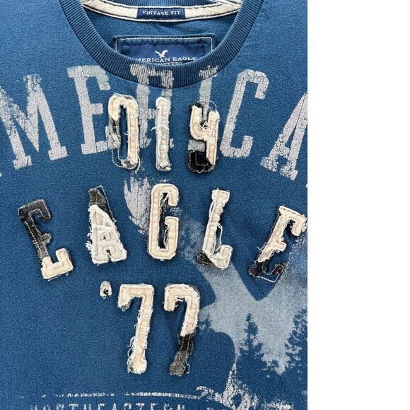 Abercrombie Fitch Mens S  Top Long Sleeve Vintage Embroidered Eagle 77 - Picture 2 of 10